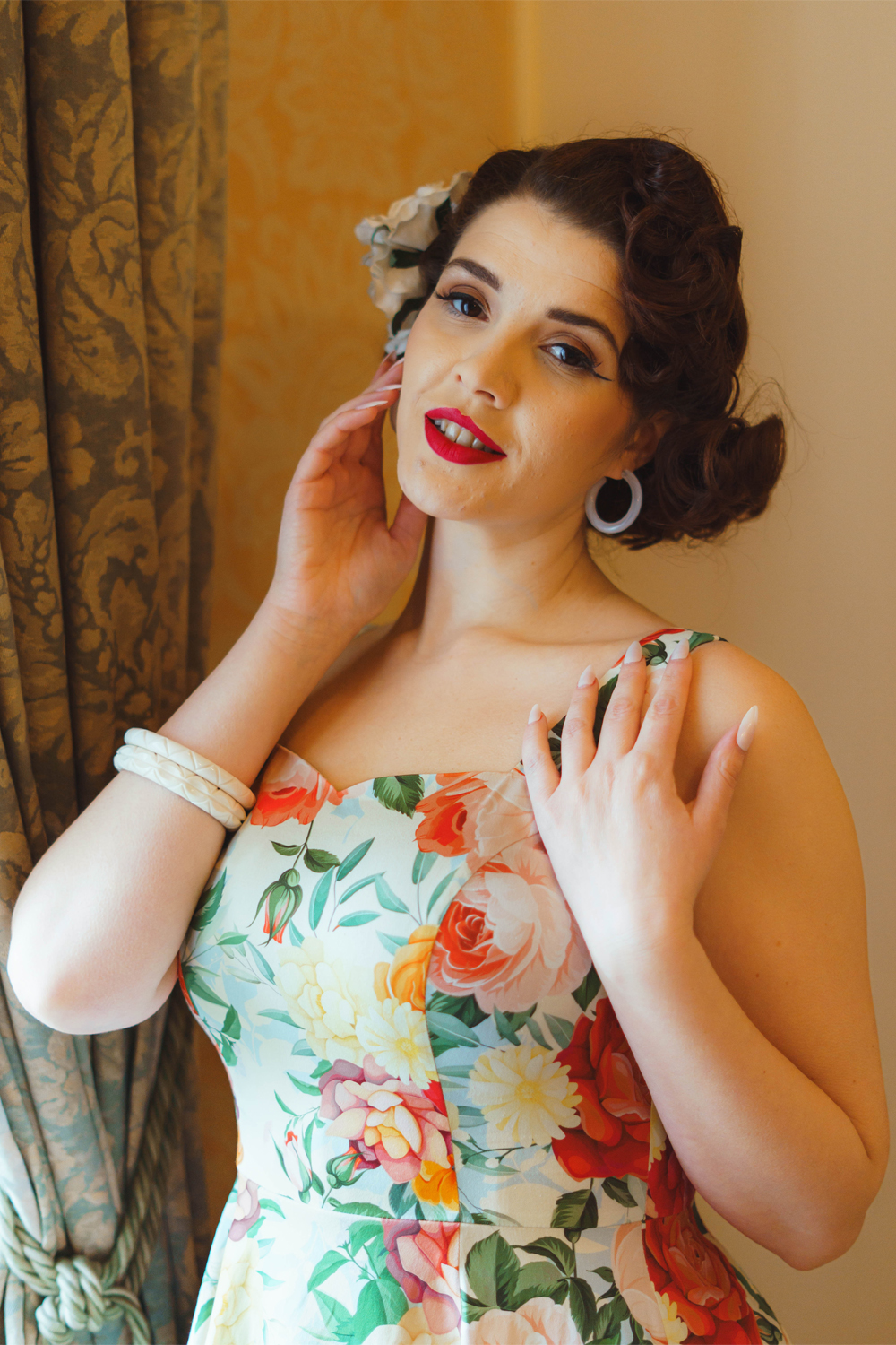 Golden Peony Swing Dress in Extended Sizing